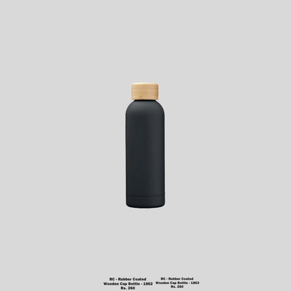 DK Rubber Coated Wooden Cap Bottle - 500ml Insulated Stainless Steel Flask 1862