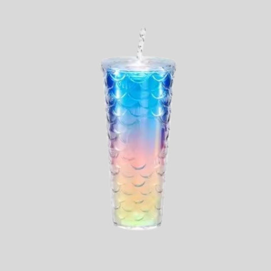 DK – Gradient Double Layer Large Fish Scale Cup or Mermaid Scale Tumbler - A906