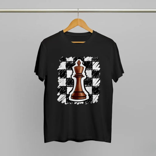 Stylish Black T-Shirt with A Bold Chess King Design