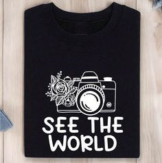"See the World" Camera Graphic T-Shirt