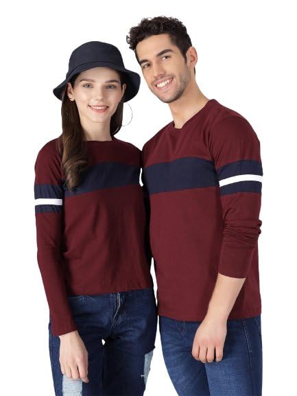 Customised Strip Long Sleeve Couple T-Shirt