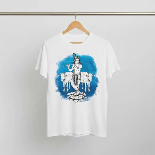 Radha Krishna Divine Gaze T-Shirt: Classic Art Design