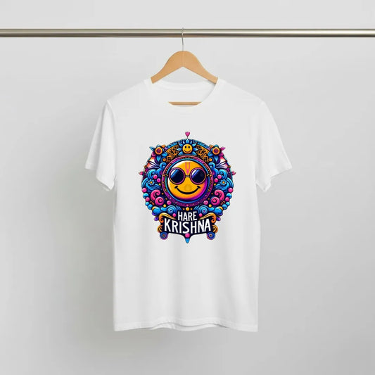 Hare Krsna Smile T-Shirt: Joyful Mantra, Divine Gaze