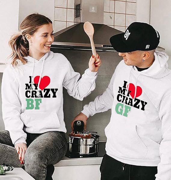 I ❤ My Crazy GF/BF Theme Couple Hoodies