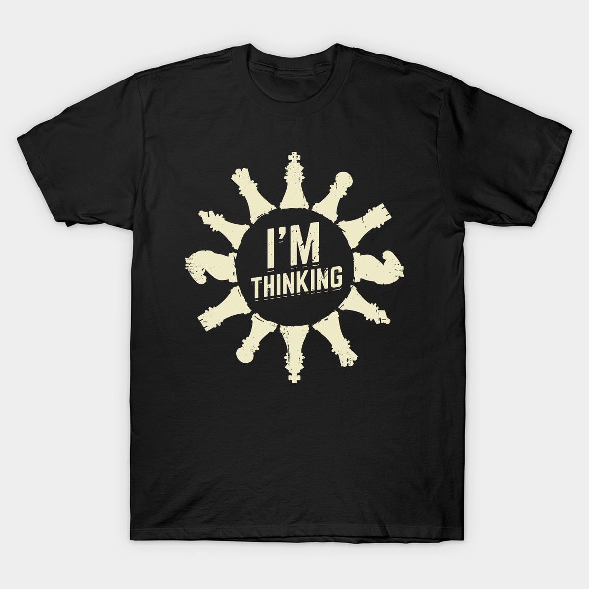Dark Heather Color T-Shirt with quoted I'M Thinking for Chess.