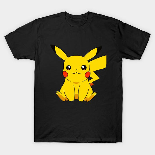 Smil;ey Pikachu in Black T-Shirt