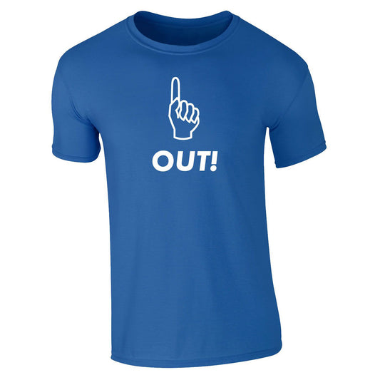 Out! Cricket Signal Printed Blue T-Shirt