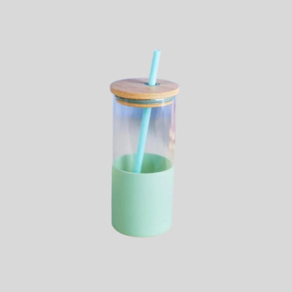 DK –Borosilicate Glass Sipper with Bamboo Lid & Straw 954