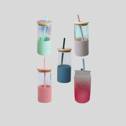DK –Borosilicate Glass Sipper with Bamboo Lid & Straw 954