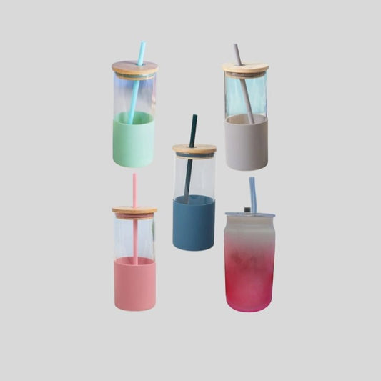 DK –Borosilicate Glass Sipper with Bamboo Lid & Straw 954