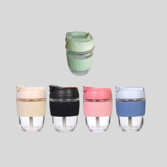 DK –Reusable Glass Coffee Shaker Mugs with Lids and Straws