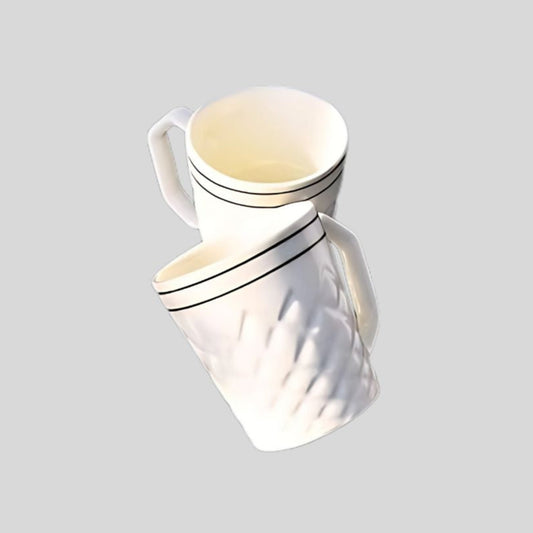 DK - Premium White Ceramic Elegant Black Rim Design 350ml Tea & Coffee Mug
