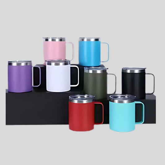 DK - Insulated Stainless Steel Coffee Mug with Lid - 350ml Travel Tumbler