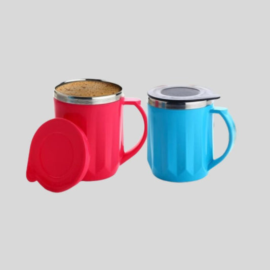 DK -  Stainless Steel Coffee Mug with Lid - Double-Walled Tea Cup