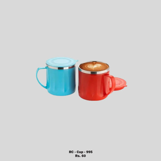 DK -  Stainless Steel Double-Walled Coffee Mug with Lid - Insulated Tea Cup