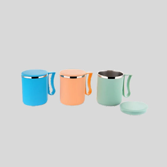 DK -  Double-Walled Stainless Steel Coffee Mug with Lid - Insulated Tea Cup