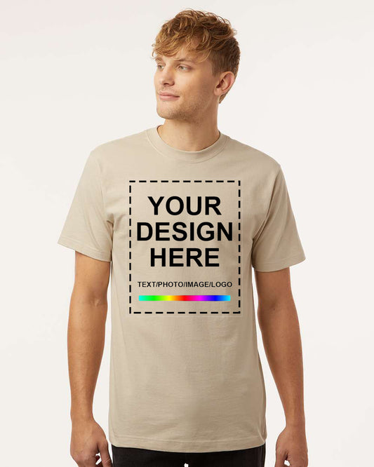 Add Your Design Here in Front of Beige Short Sleeve T-Shirt