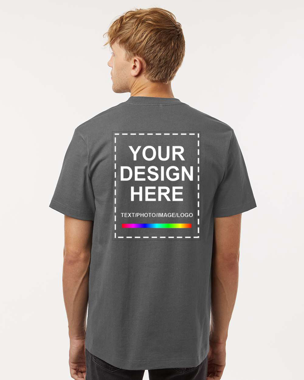 Add Your Design Here on Back Grey T-Shirt