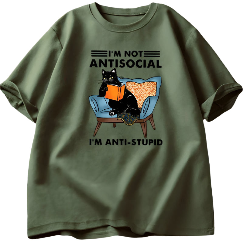 "Anti-Stupid" t-shirt offers a unique, high-quality print and includes a custom face option, showcasing our superior design and customization capabilities.