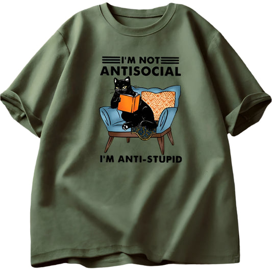 "Anti-Stupid" t-shirt offers a unique, high-quality print and includes a custom face option, showcasing our superior design and customization capabilities.