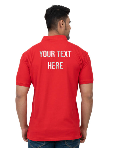Back Custom Red Polo T-Shirt with Personalized Design Option