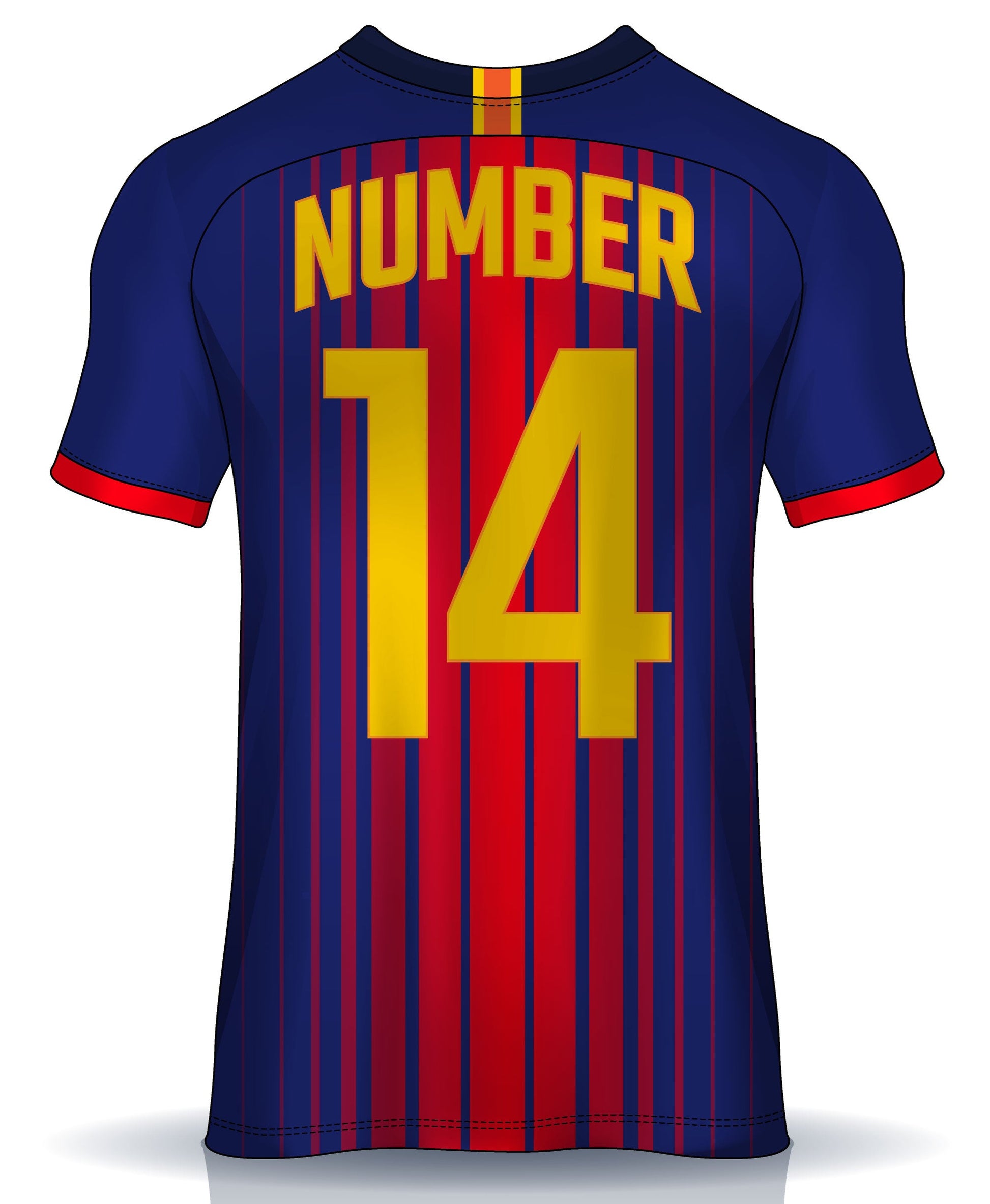 Back Side of Blue and Red Barcelona Soccer Sublimation T-Shirt