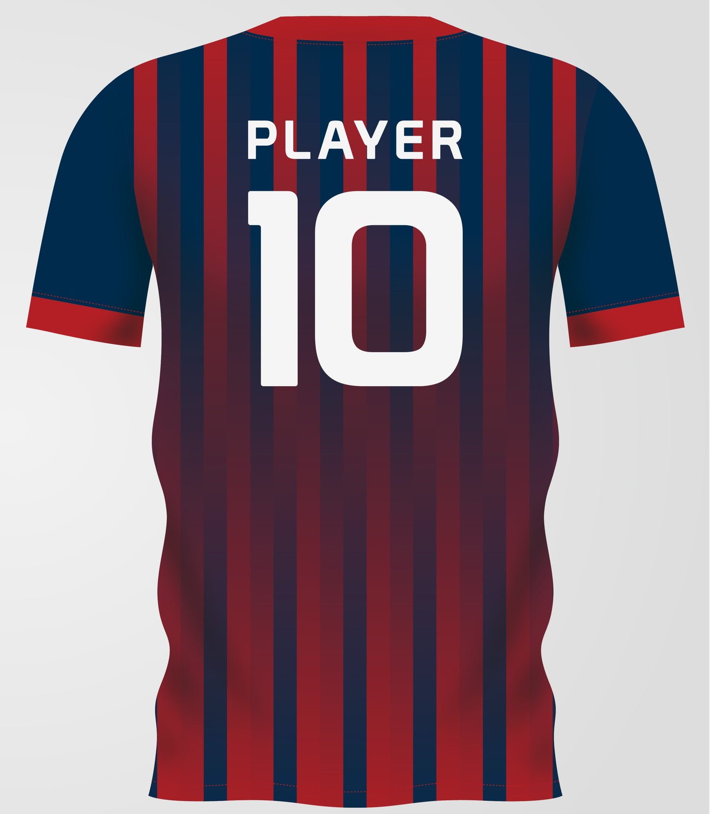 Back Side of Blue and Red Striped Soccer Sublimation T-Shirt