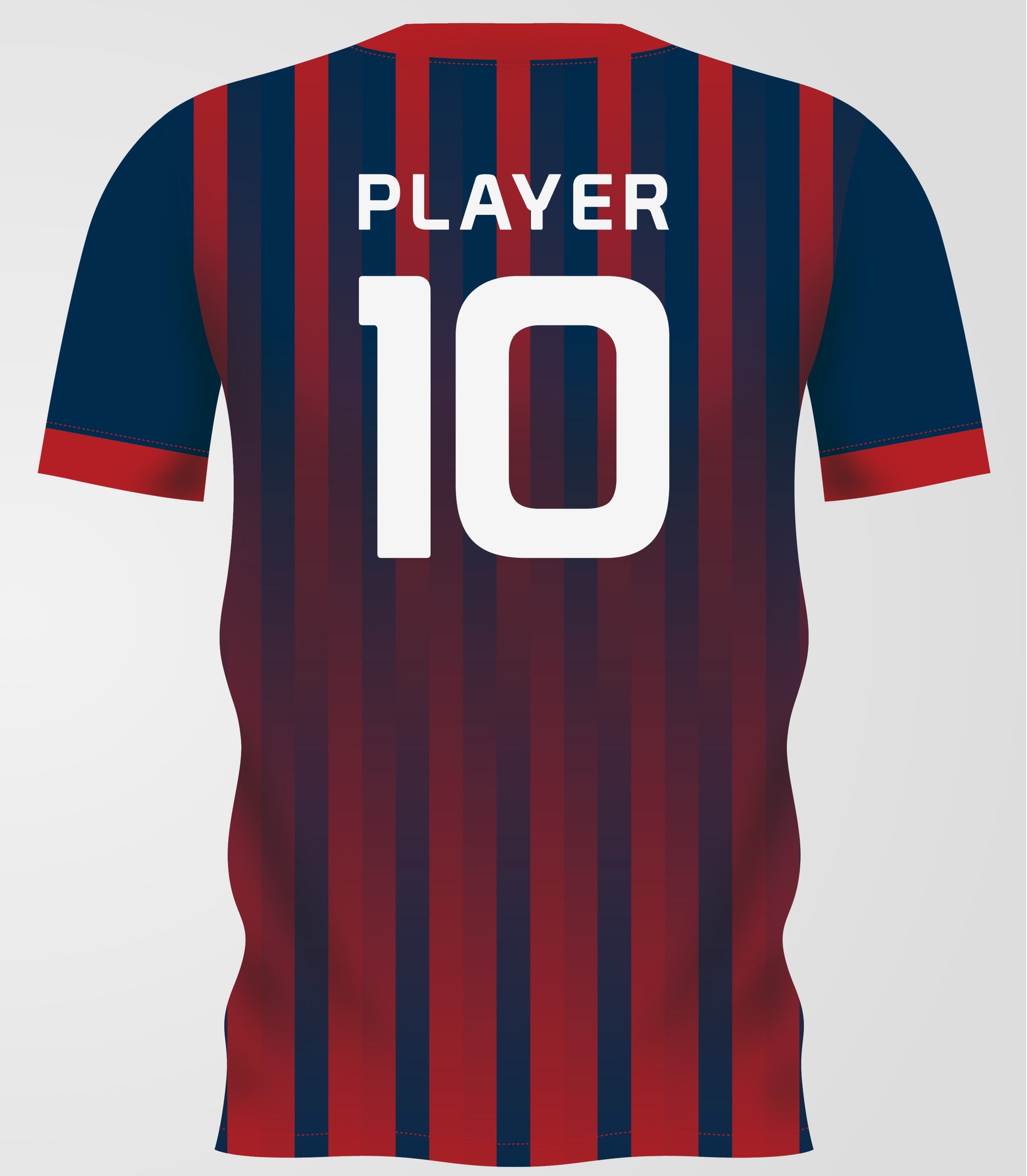 Back Side of Blue and Red Striped Soccer Sublimation T-Shirt