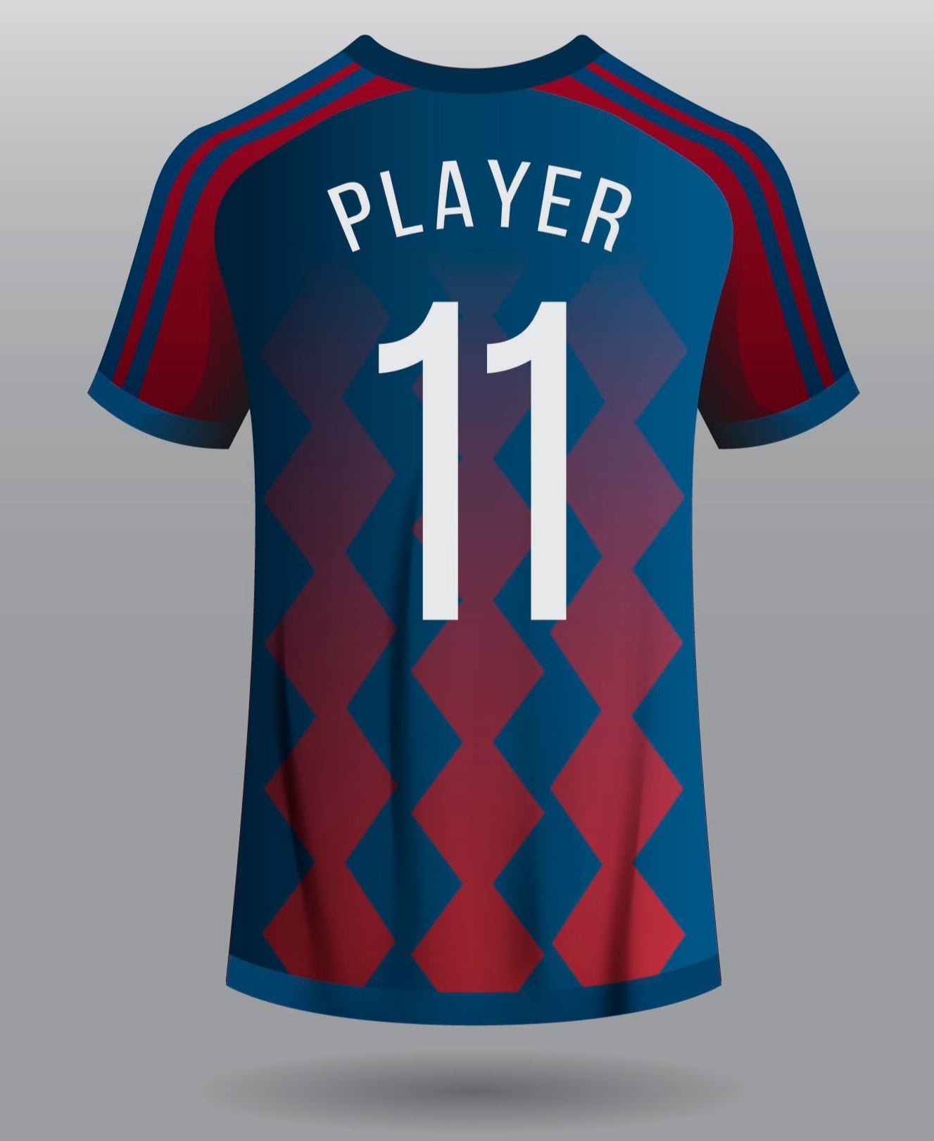 Back View of Blue and Red Diagonal Soccer Sublimation Print T-Shirt