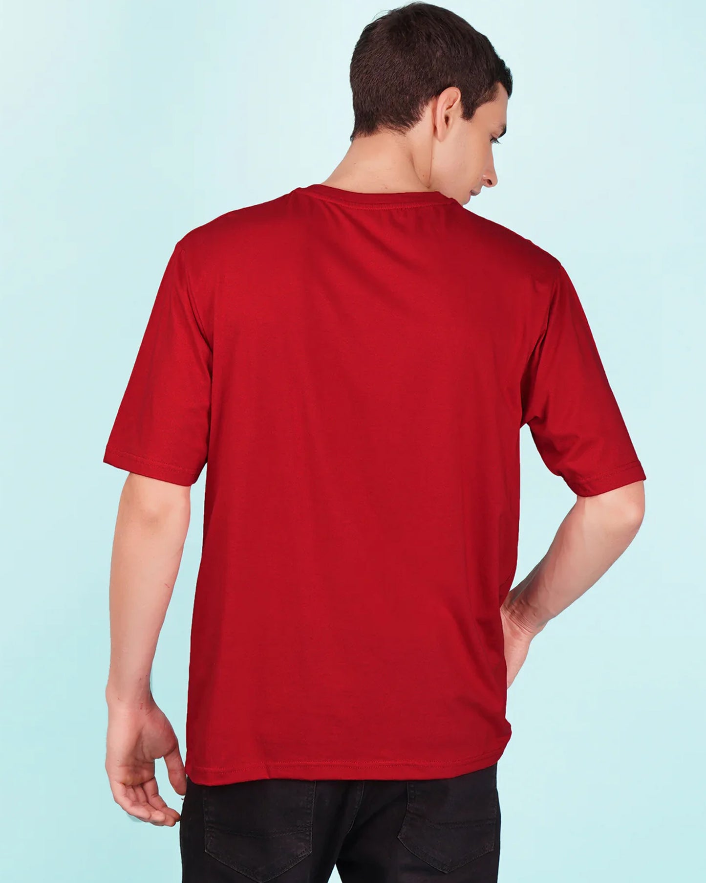 Back View of Plain Cherry Red Oversize T-Shirt