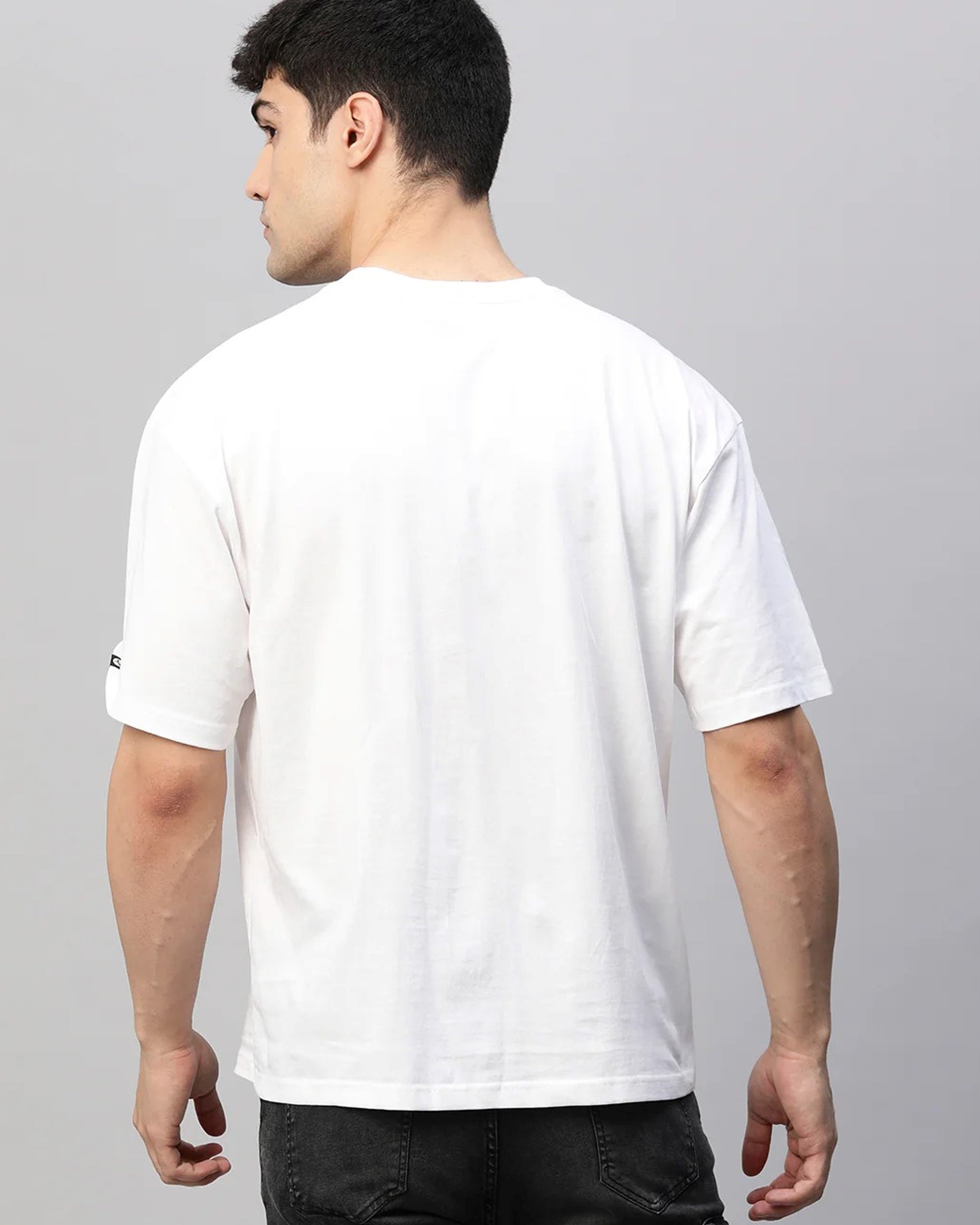 Back View of Plain White Oversized T-Shirt