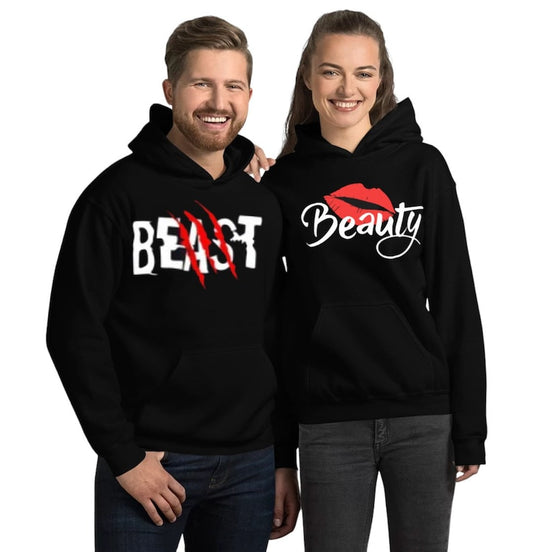 Beast & Beauty Black Couple Hoodies