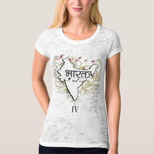 "Bharat India IV" t-shirt features a distinctive, high-resolution cultural design on quality white fabric, showcasing our unique style.