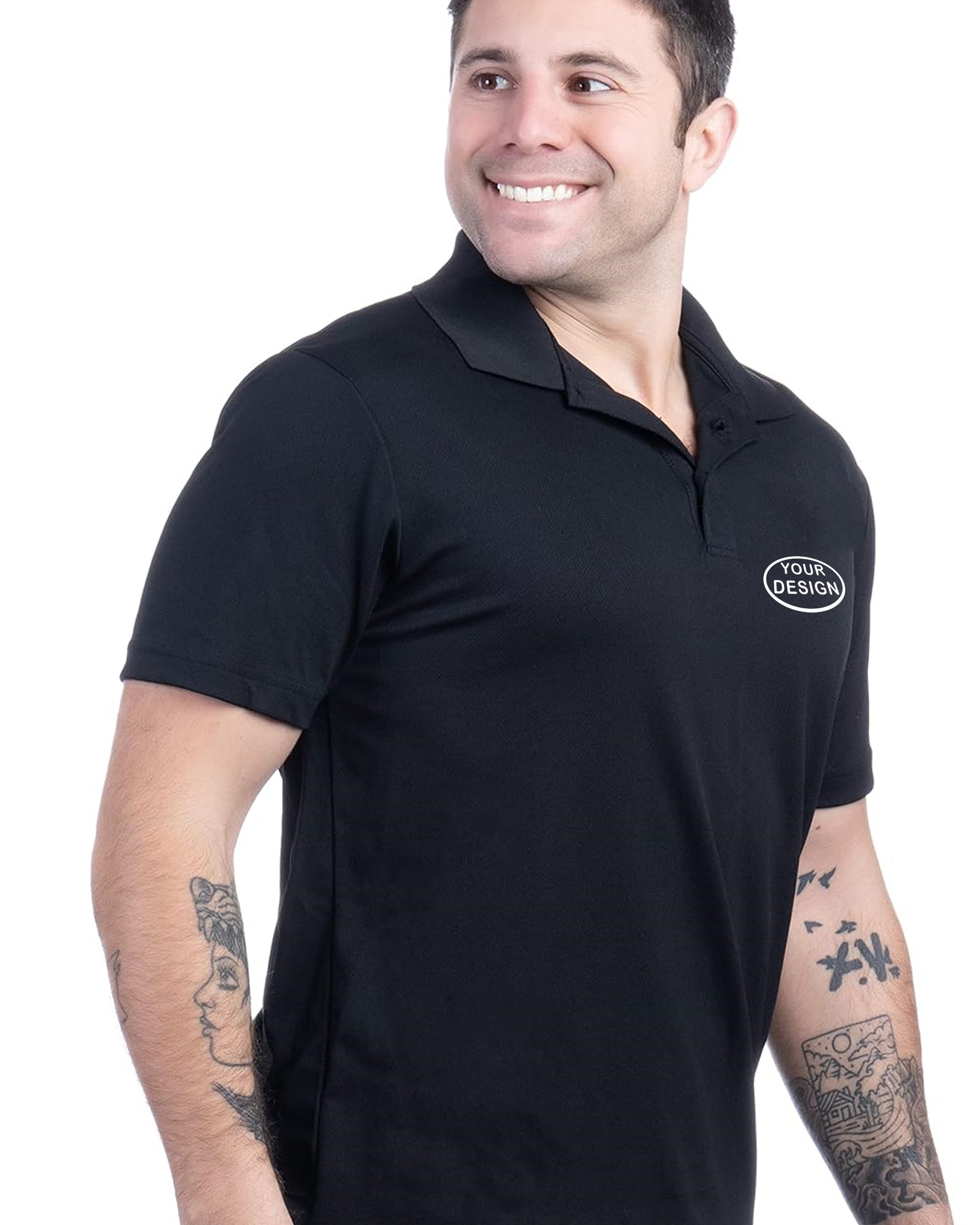 Black_Polo_TShirt_with_Your_Design_Oval left side