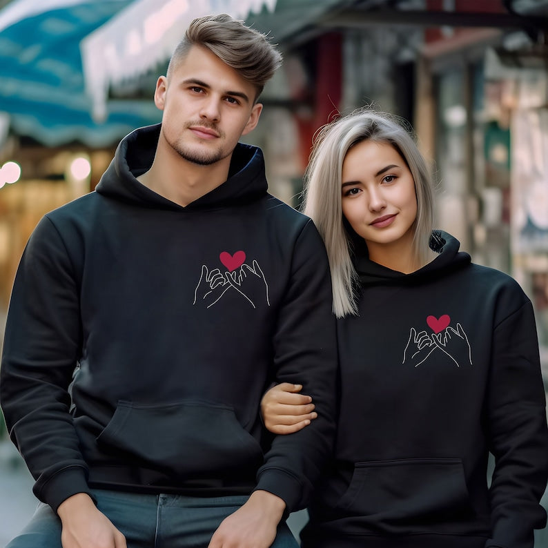 Black Promise of Love Forever Couple Hoodies