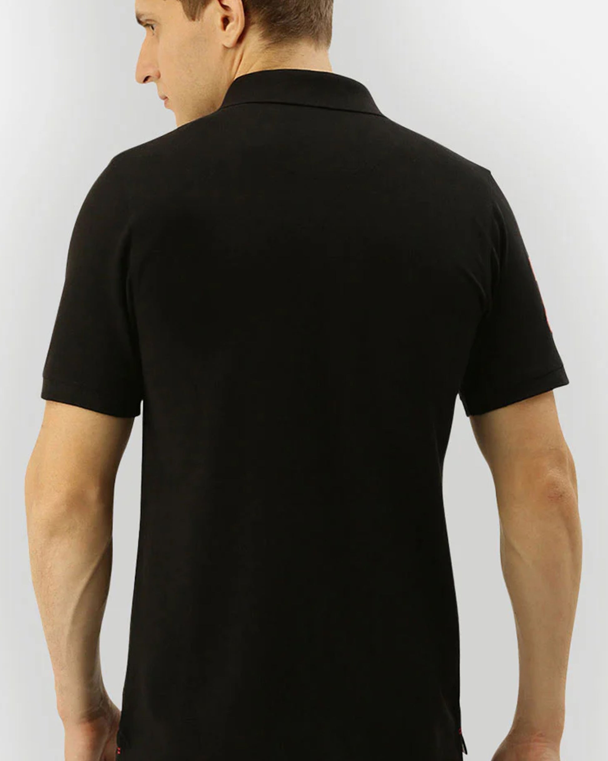 Black_Regular_Fit_Basic_Polo_TShirt_for_Men_Short_Sleeves_ Backside_view