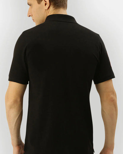 Black_Regular_Fit_Basic_Polo_TShirt_for_Men_Short_Sleeves_ Backside_view