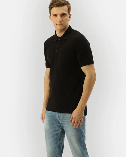 Black_Regular_Fit_Basic_Polo_TShirt_for_Men_Short_Sleeves__Frontside_view