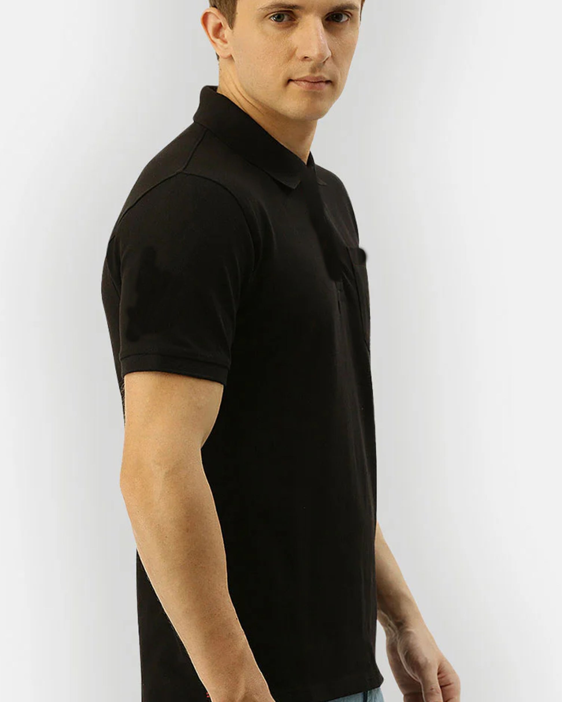 Black_Regular_Fit_Basic_Polo_TShirt_for_Men_Short_Sleeves side view