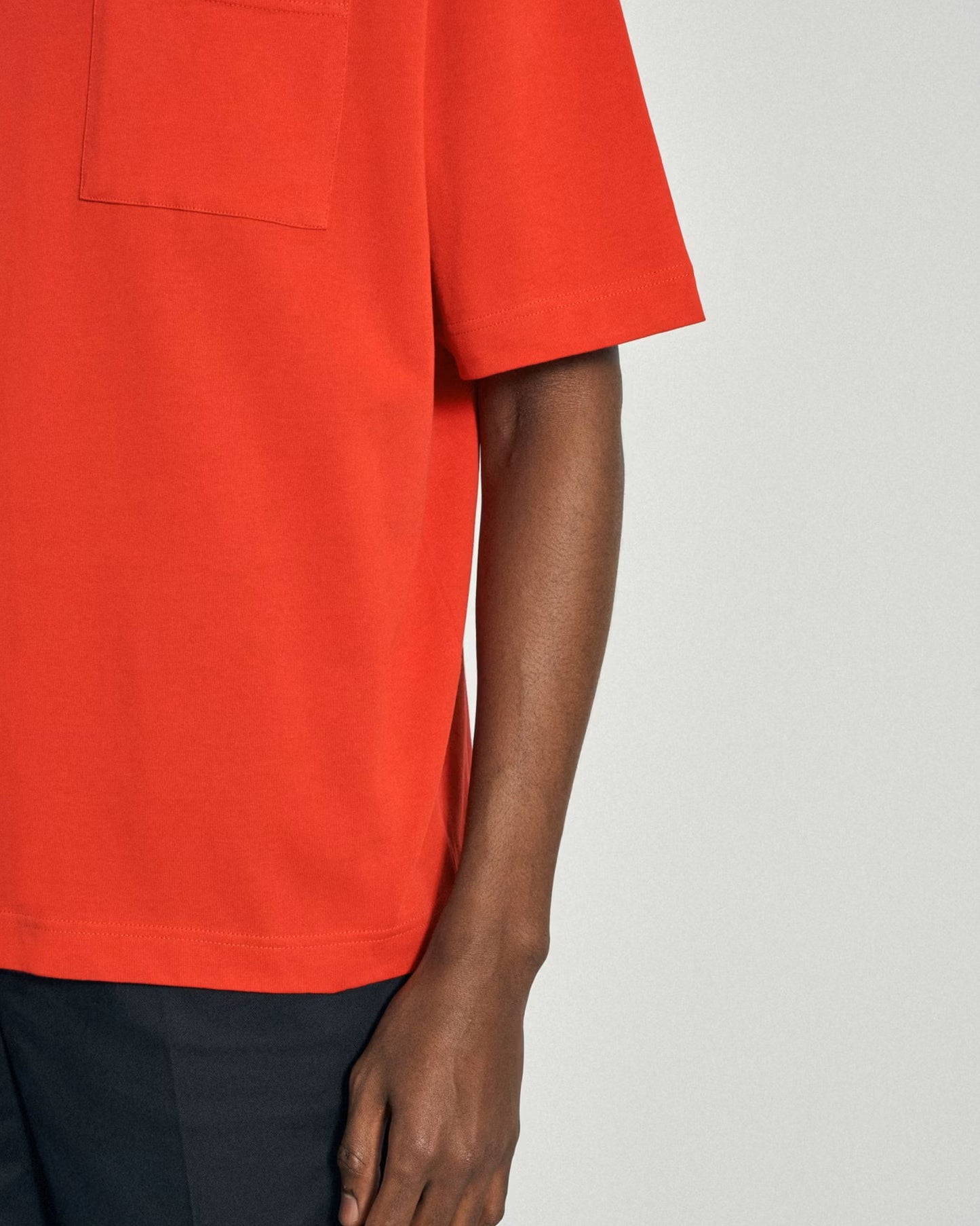Bottom View of Short Sleeve Orange Oversize T-Shirt