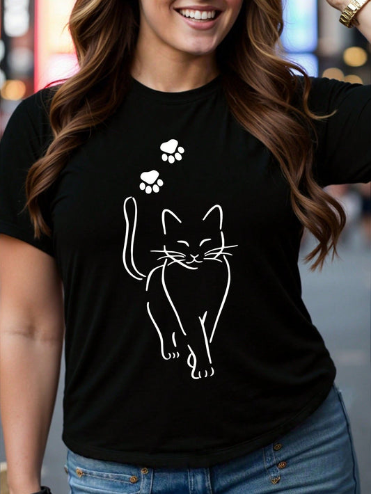 "Cat Outline" t-shirt features a distinctive, high-quality print on premium fabric, showcasing our commitment to exceptional design and material excellence.