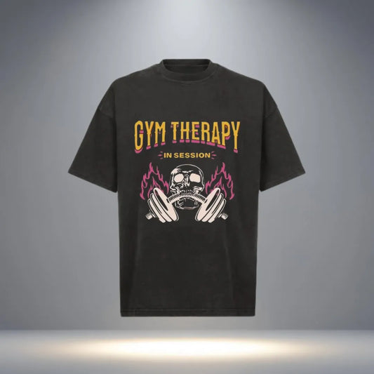 “Gym Therapy In Session” Oversized Gym T-shirt for Men (Black)