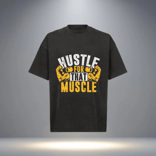 “Hustle for That Muscle” Oversized Gym T-shirt for Men (Black)