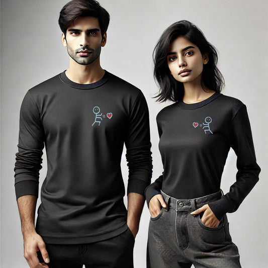 Couple Black Sweatshirt with Love Sharing Design