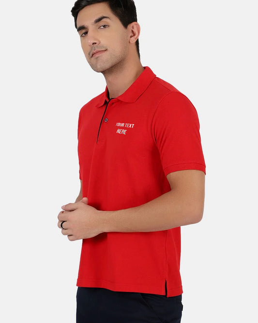 Custom Red Polo T-Shirt with Logo Placement on the front