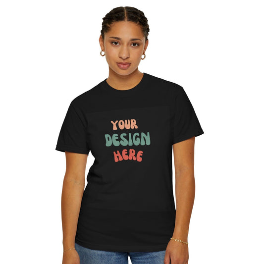 Black Women's T-Shirt Featuring A Vibrant Customizable Front Design Area With Bold Multicolor Text, Ideal For Personalized Fashion Statements.