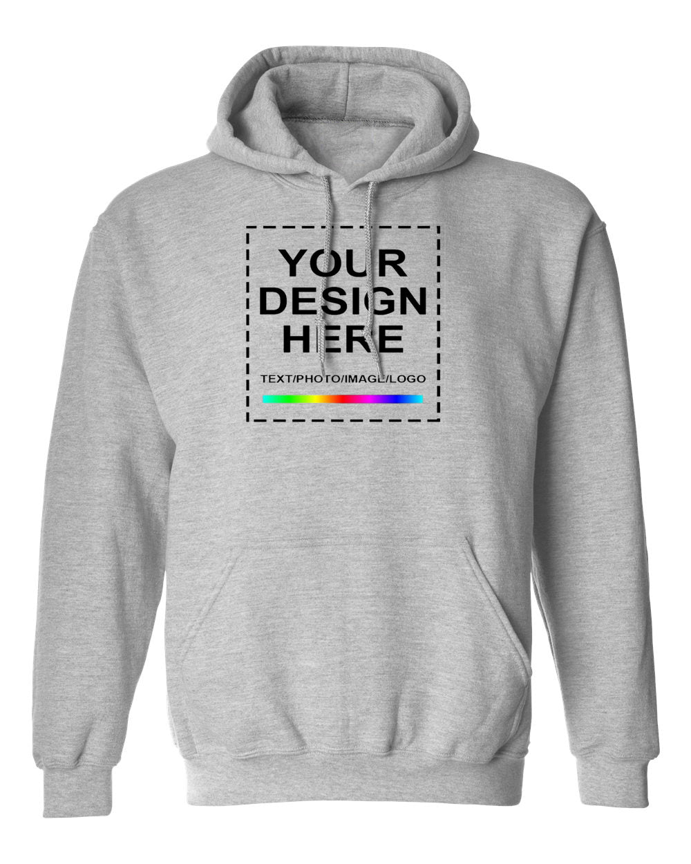 Customized Light Grey Hoodies Front View.