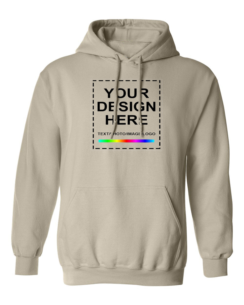 Customized Print Beige Hoodies Front View.