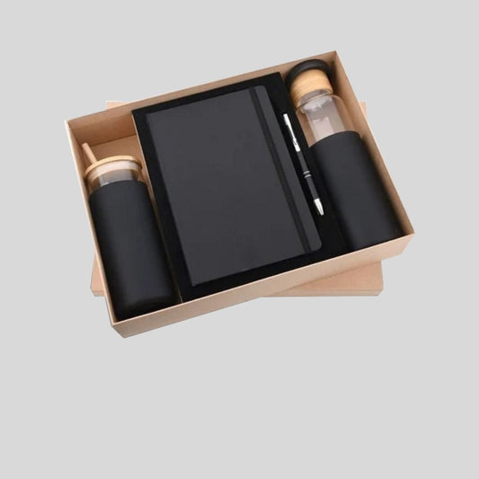 DK - 4 in 1 Glass Cup Glass Bottle Elastic Diary Pen Set DCBP - 519
