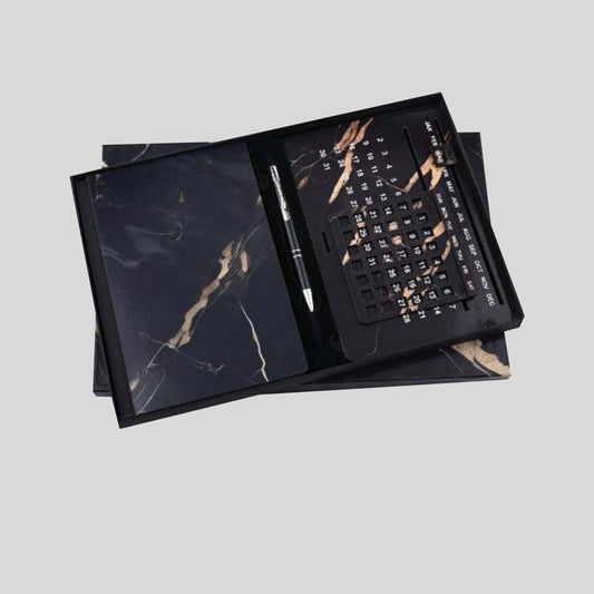 DK - 3 in 1 Black Wooden Diary with Calendar Set DLCP - 418